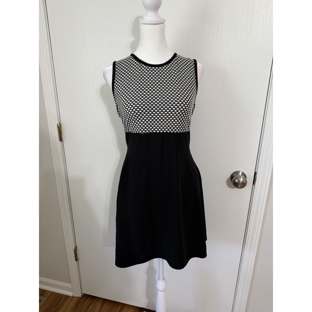 Byer Too! Black & White Geometric Shift Vintage Mini Dress Size Medium 90s Retro